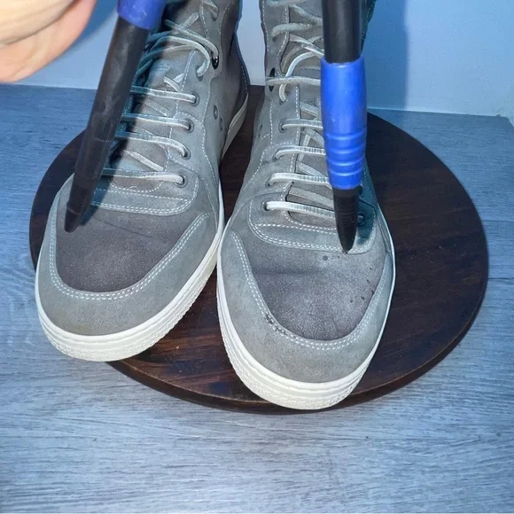Gucci High Top Shoes Mens Size 11 Gray White Suede Leather Made In Italy Luxury - Picture 15 of 15